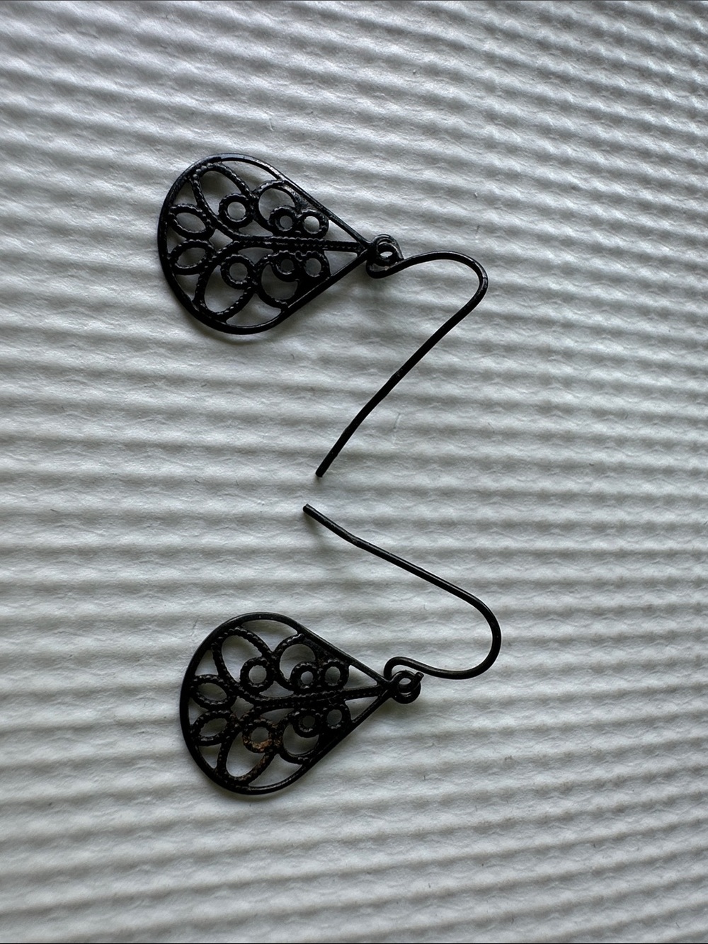 Black Filigree Teardrop Dangle Earrings - Women Jewelry